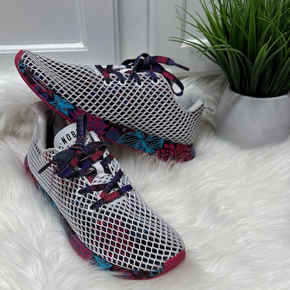 NOBULL Women's Floral Mesh Sneakers - White, Blue, Red